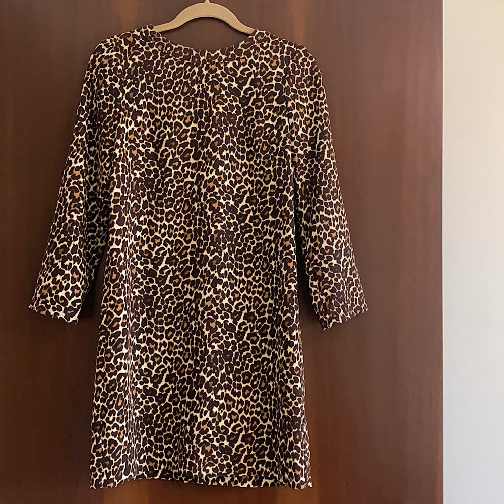 J Crew Leopard Animal Print Knee Length Shift Dress